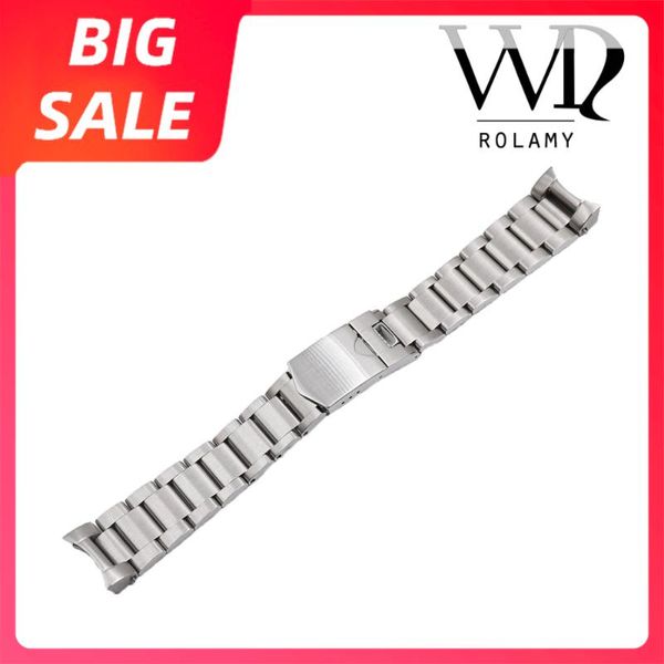 

watch bands rolamy 22mm luxury 316l stainless steel silver all brushed band strap bracelet belt watchbands for black bay, Black;brown