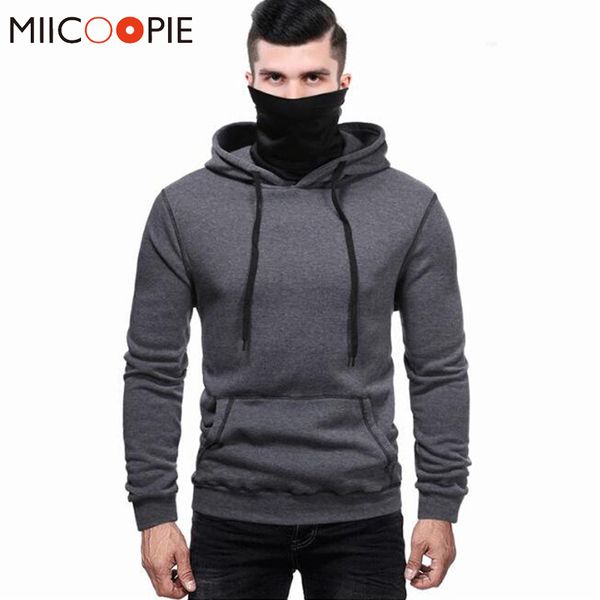 

mens hoodies with mask japan ninja suit men fake two pieces pocket jogging homme pullover streetwear hombre kg-95, Black