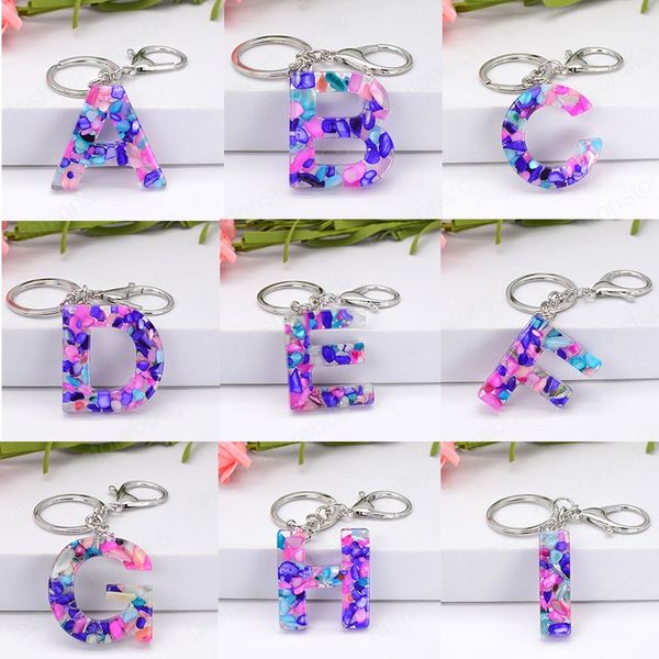 

fashion creative 26 initials letter pendant temperament key chain acrylic a-z keyring car key ring simple cute party gift, Slivery;golden
