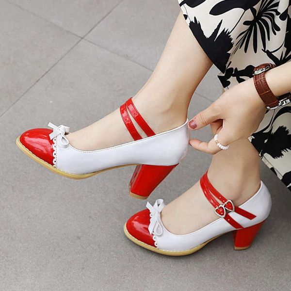 

dress shoes sarairis sweet lolirta mary jane women pumps solid peral butterfly-knot platform elegant big size 48 high heels, Black