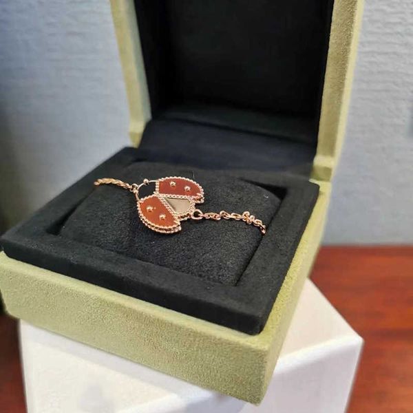 

2021 new brand pure 925 sterling silver jewelry women gold ladybird bracelet party wedding jewelry ladybug luxury quality, Golden;silver