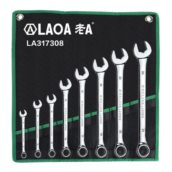 

hand tools laoa 8pcs combination wrench set with storage bag open end spline tool kit for auto repair spanner