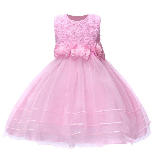 

girl's dresses [5 colors 3-10years]lace bow girls summer dress formal kids flower princess wedding birthday party, Red;yellow