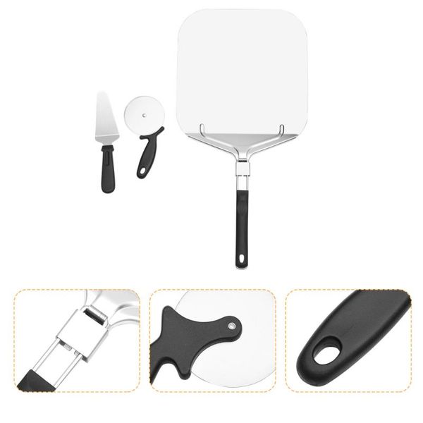 

spoons 3pcs pizza spatula cake transfer spade peel foldable kitchen baking shovel