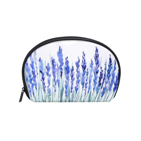 

fengju multifuncition shell cosmetic bag purse half moon hanging travel toiletry pouch for girls woman lavender flowers bags & cases