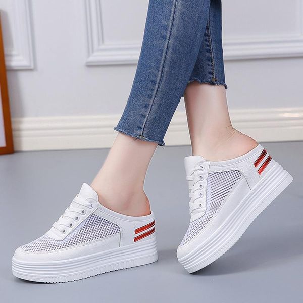 

flat shoes female womens slippers outdoor med pantofle platform cover toe loafers increased internal slides 2021 rubber pu cotto, Black