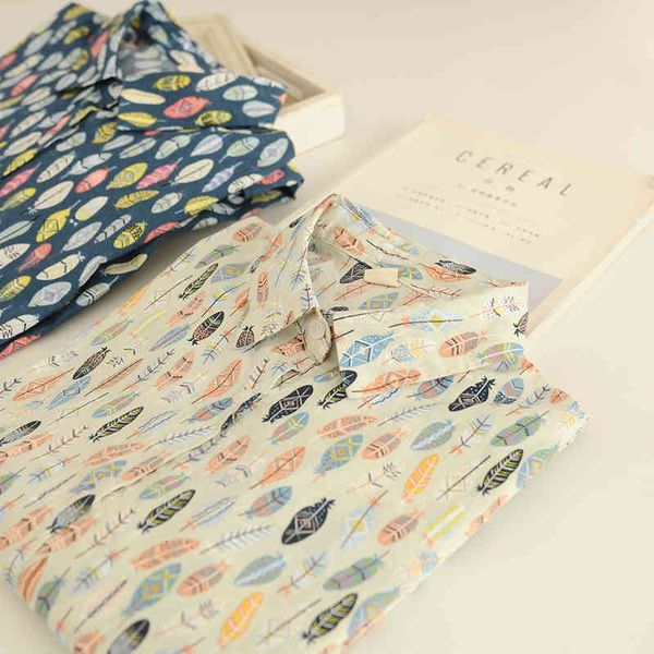 

women's blouses & shirts lamtrip art full leaves colorful print peter pan collar shirt blouse women retro casual 2021 spring 5, White