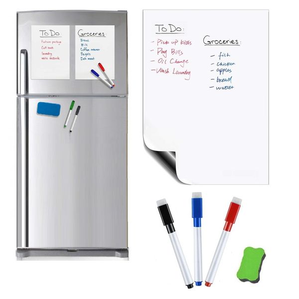 

flexible magnetic whiteboard fridge magnets dry wipe white marker pen eraser kitchen msage board reminder smart notepad