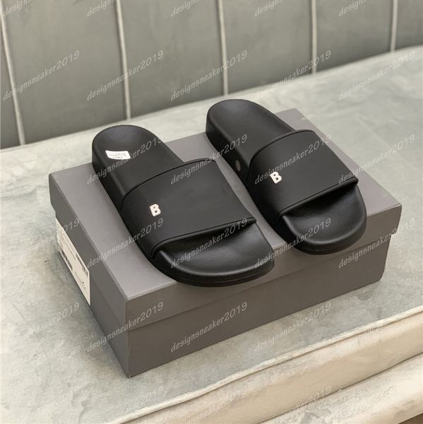 

paris sliders mens womens summer beach slippers sandals ladies flip flops outdoor home slides leisure loafers scuffs shoes with box, Black