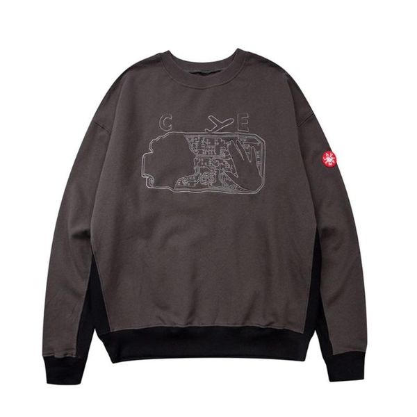 

men's hoodies & sweatshirts cavempt 21ss washed distressed casual long sleeve and women's loose couple camping sweatshirt, Black