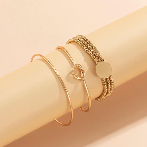 

charm bracelets punk layered beads chain with coin pendant bracelet for women fashion hand jewelry charms cuff bangles set gifts, Golden;silver