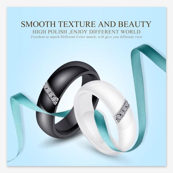 

sale fine jewelry simple ceramic ring crystal from swarovskis fashion trendy inlaid zircon fit lovers for wedding cluster rings, Golden;silver