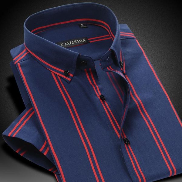 

brand british style double striped shirt men short sleeve casual cotton fashion formal business party male summer 4xl men's shirts, White;black