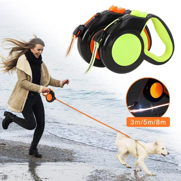 

dog collars & leashes 3/5/8 meter reflective auto retractable leash portable pet puppy traction rope walking lead
