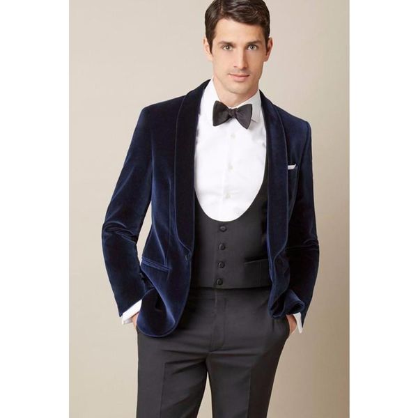 

men's suits & blazers 2021 latest coat pant designs dark blue velour slim fit men suit set groom tuxedo velvet prom man (jacket+pants+v, White;black
