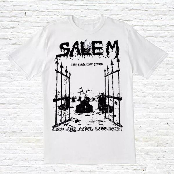 

salem 'turn inside their graves' t-shirt, White;black