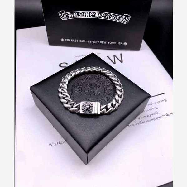 

chaozhou ch croxin sterling silver clasp light version cross flower bracelet punk men's and women's bracelets, Golden;silver