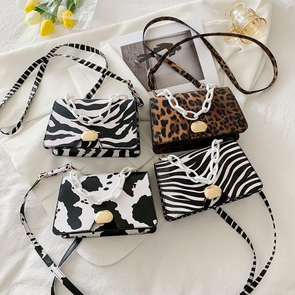 

evening bags vintage women pu leather animal pattern print small flap shoulder crossbody ladies messenger bag