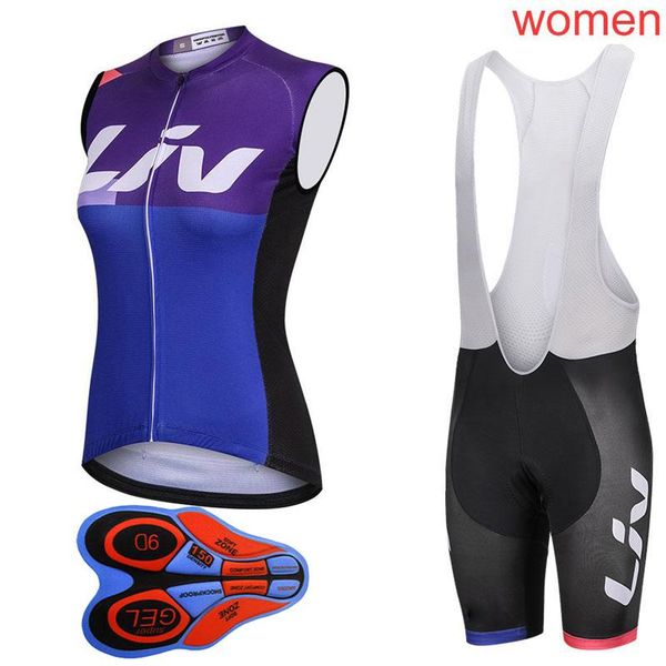 

racing sets women pro cycling sleeveless jersey summer set breathable mtb bike clothing bicycle clothes outdoor sports suit 121502, Black;blue