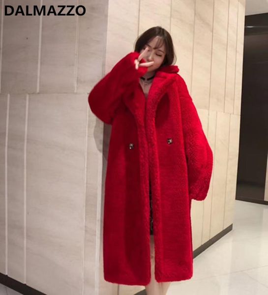 

women's trench coats 7 colors 2021 winter clothes women teddy fur woolen turn-down collar thick oversized double-breasted long jacket c, Tan;black