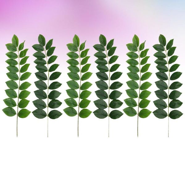 

decorative flowers & wreaths 6 pcs simulated fake larch plant artificial leaves home office decorations for wedding engagement party (light