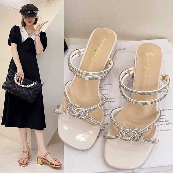 

women's shoes sandals summer fashion thick high-heeled, Black