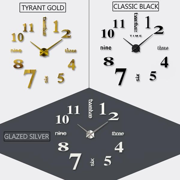 

affordable 3d diy wall clock mirror effect home decoration stickers brief style still life quartz living room clocks