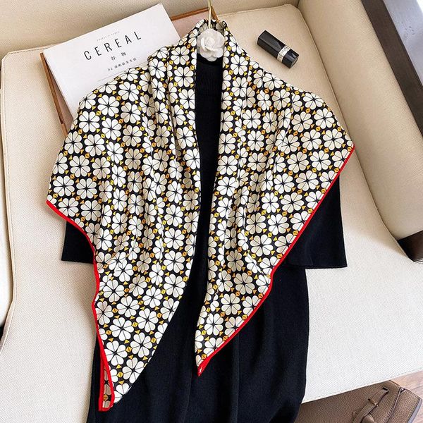 

scarves spring and autumn style all kinds of 90 twill silk big square scarf women summer air conditioning shawl dual use, Blue;gray