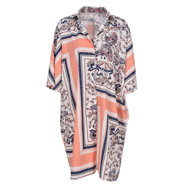 

casual dresses ladies fashion short sleeve printed dress female beach women v-neck button shirt, Black;gray