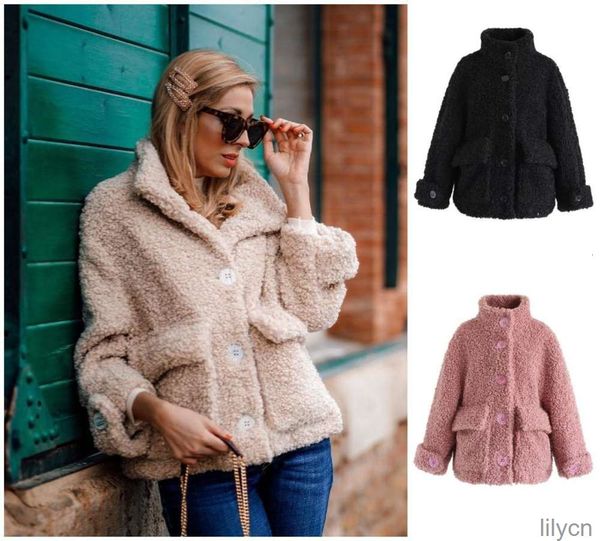 

2020 autumn and winter new solid color women's fashion loose fur coat, Black