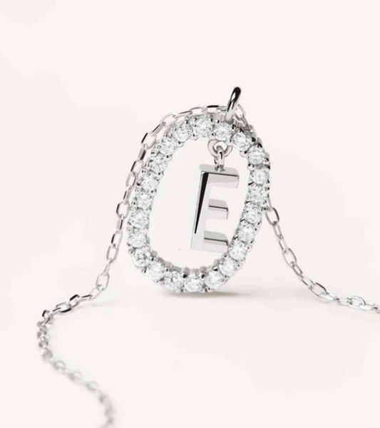 Spanische Ins Style 925 Silber Brief Halskette, Minderheitendesign, leichte Luxusfarbe Zirkonium Platin-Schlüsselbeinkette für Freundin