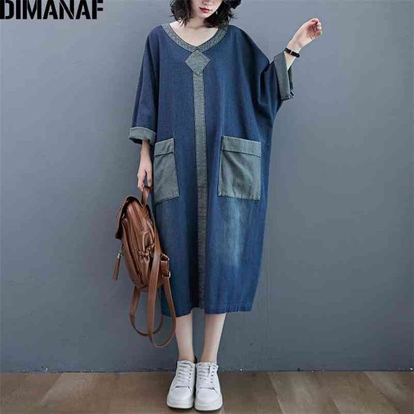 

plus size women dress vintage autumn winter denim jeans vestidos loose casual long sleeve oversize lady clothing 210531, Black;gray
