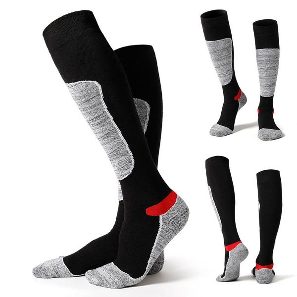 

sports socks 3 pairs men women winter terry thermal stockings for outdoor skiing hiking climbing mountains, Black