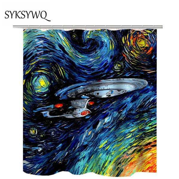 

shower curtains space ufo curtain art painting bath waterproof polyester fabric
