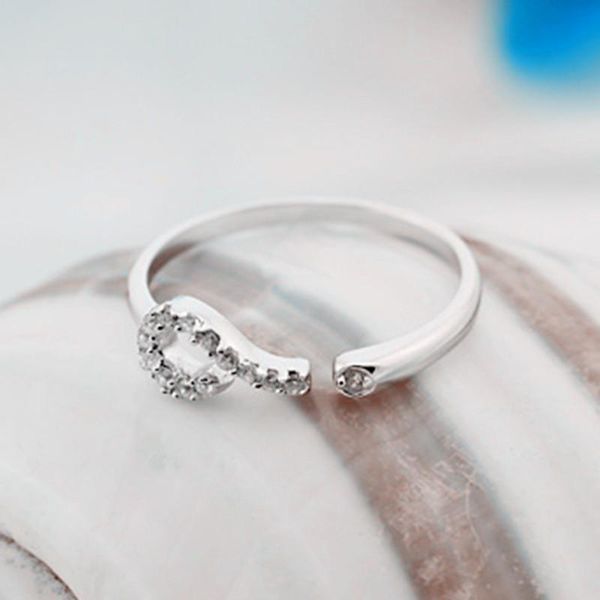 

wedding rings silver color ring classic exquisite temperament female model question mark inlaid zircon hand jewelry birthday gift, Slivery;golden