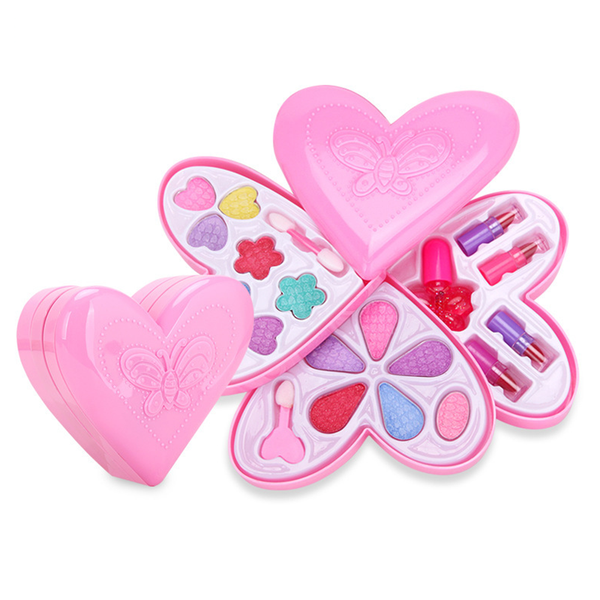 

2 pcs baby cosmetics toys jouet fille makeup box set for girl love shape maquillage enfant birthday party gifts toy