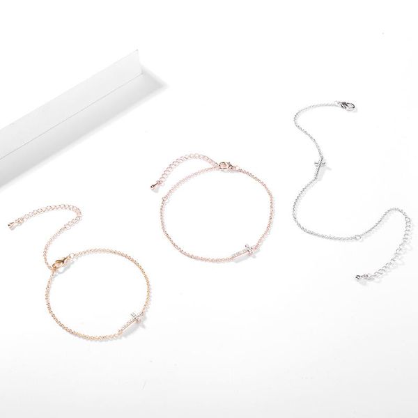 

anklets clear crystal cross adjustable for women elegant summer beach barefoot gold fashion jewelry party gift, Red;blue