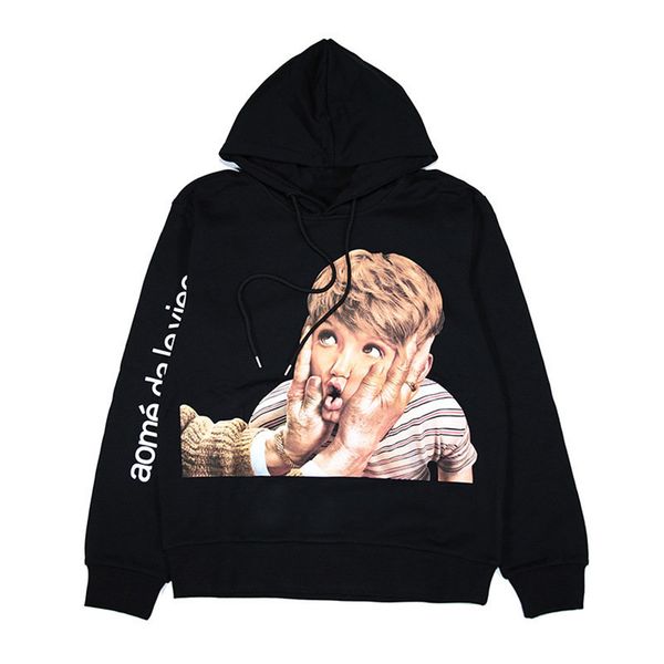 

famous men's designer sweater jacket coat hoodie long-sleeved casual collarless hooded character print pullover autumn black s-xxl size