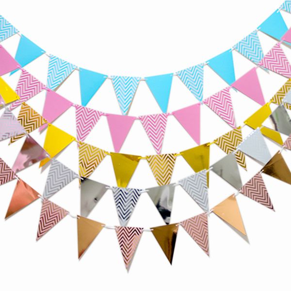 

10 set bronzing pennant hanging streamer festive party dress up supplies birthday banner decoration props