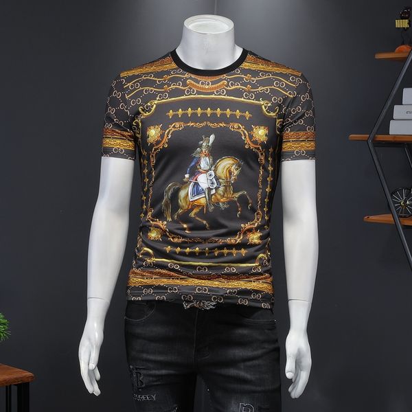 

spring/summer 2022 men's round neck short-sleeved t-shirts alphabet palace printing high-end fashion trends casual bottoming shirts, White;black