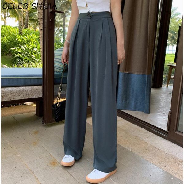 

chic loose pants for women high waist gray blue blazer female korean casual suit trousers lady bottoms 2021 spring women's & capris, Black;white