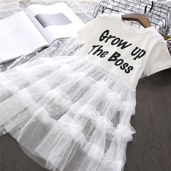 

lettern 2021 summer girls tutu dress 3-9yr baby dress tulle princess dersses for children party dress vestidos, White