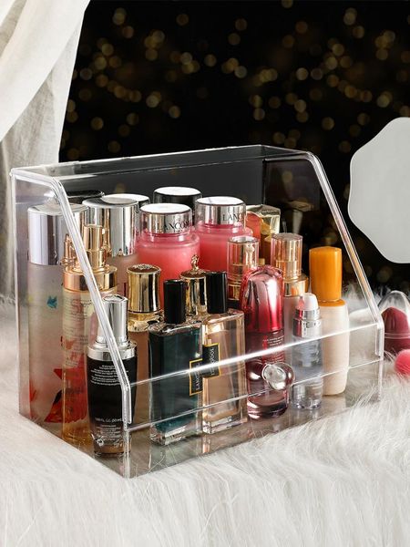 

storage boxes & bins clear black acrylic makeup organizer deskcosmetic box lipstick nail polish holder women tools
