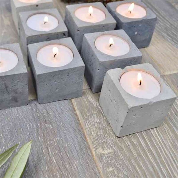 Бетонные держатель Tealight Forfls Подсвечник силикон для цемента DIY судно 210722