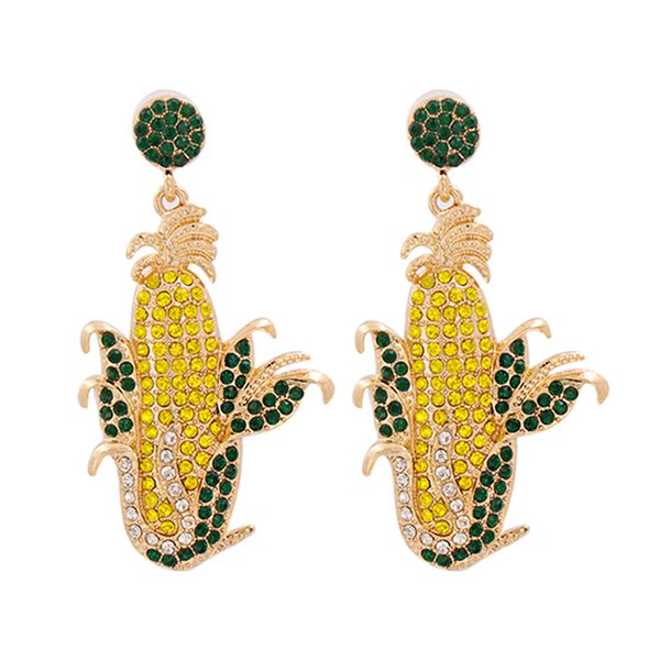 

corn crystals drop earrings shiny rhinestone dangle earrings metal ear rings jewelry accessories for women party gif, Silver