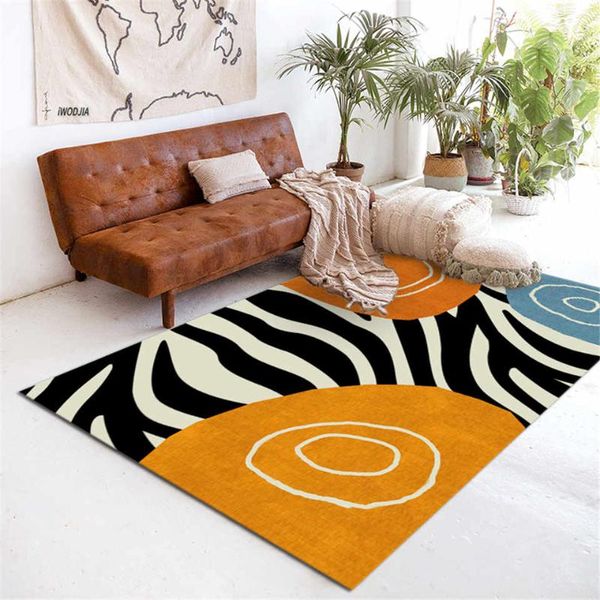 

carpets modern geometric abstract large non-slip luxury orange blue black white strip rug for center table ornaments sofa carpet