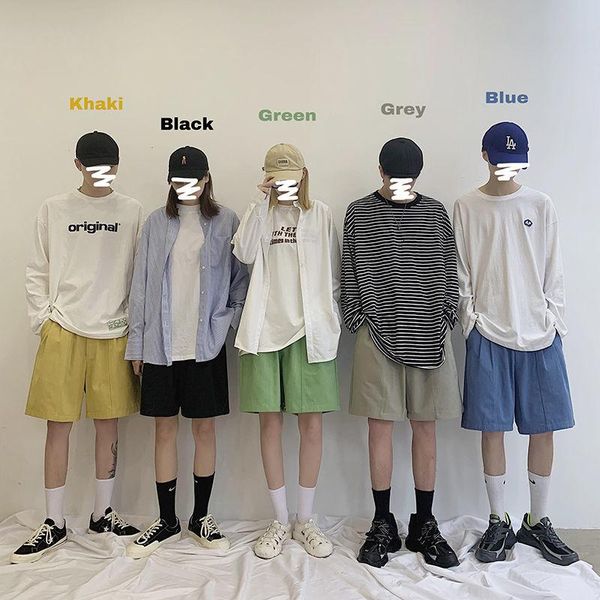 

neploha men's solid color shorts 2021 fashion woman casual oversize korean streetwear male pants, White;black