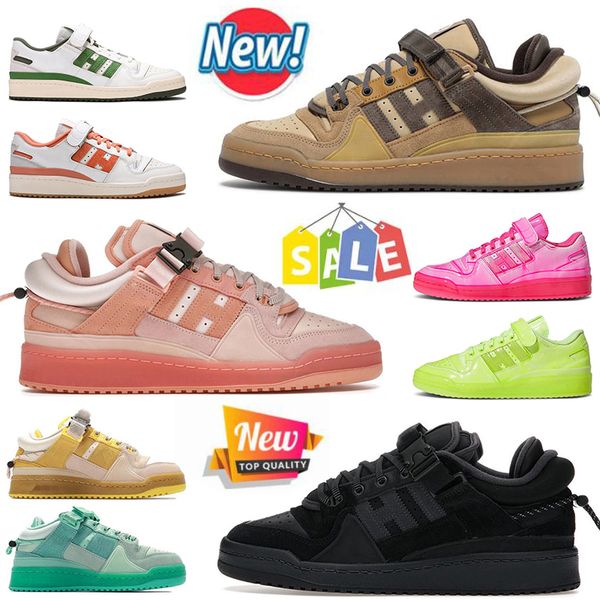 

authentic add mens women running shoes forum low x bad bunny back to school fashion jogging sports white crew green black pink easter egg of