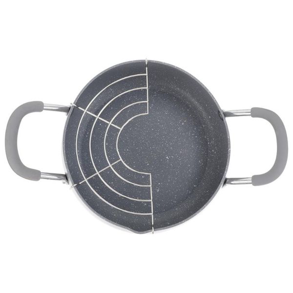 

pans 1pc stone frying pot dual handles chicken fryer with drain rack