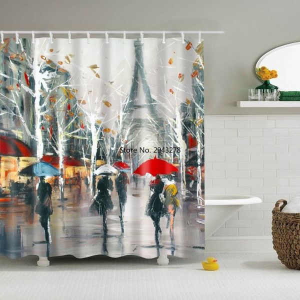 

shower curtains oil painting geometric 180x180cm 3d print waterproof cloth wildlife bathroom bathtub decor with hooks